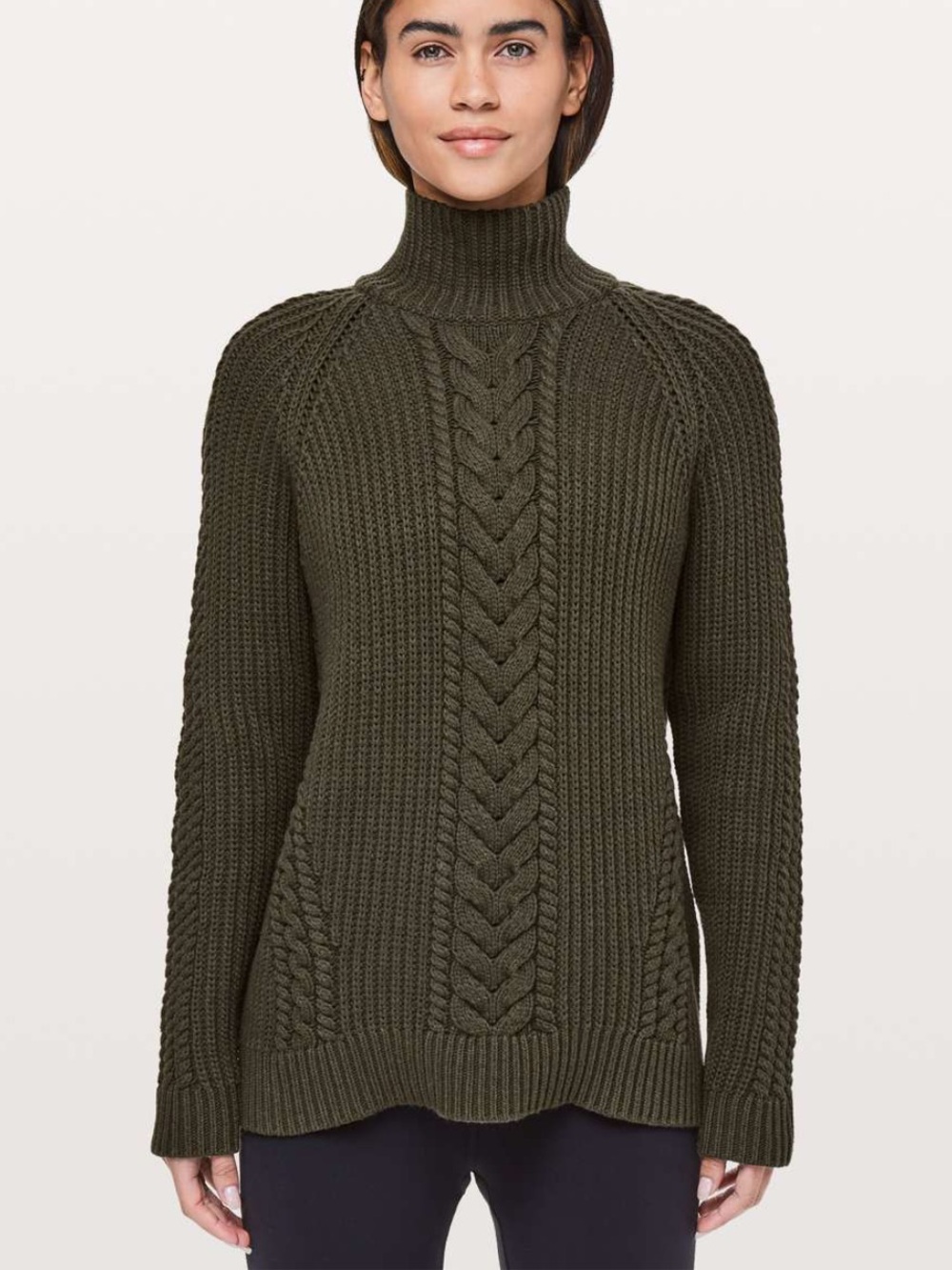 Lululemon Bring The Cozy Olive Green Turtleneck Sweater